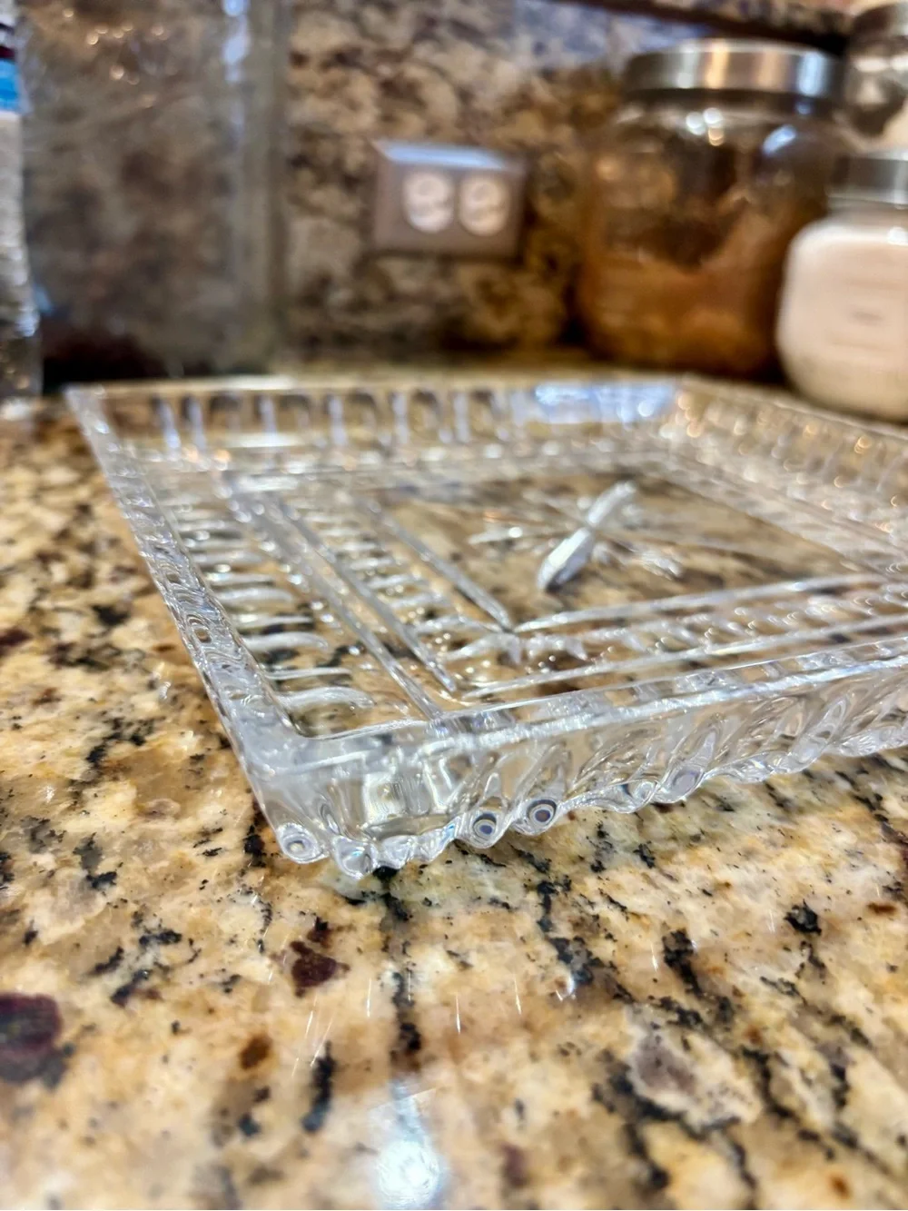 Waterford Crystal Clear Cut-Glass Square Serving Platter 10”